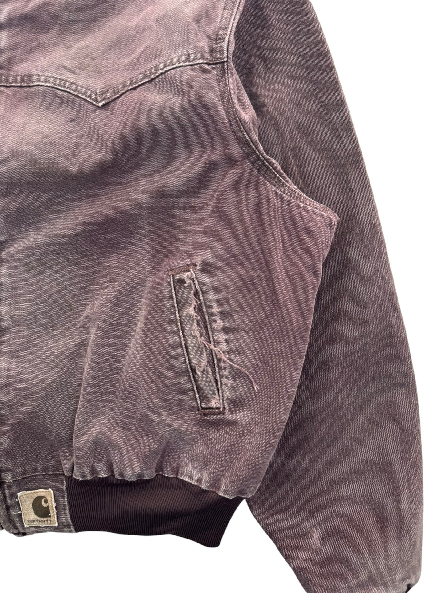 Vintage Carhartt Santa Fe Jacket J14 BRG Burgundy Canvas Bomber USA Men's 2XL