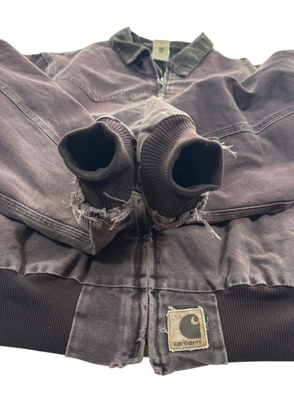 Vintage Carhartt Santa Fe Jacket J14 BRG Burgundy Canvas Bomber USA Men's 2XL