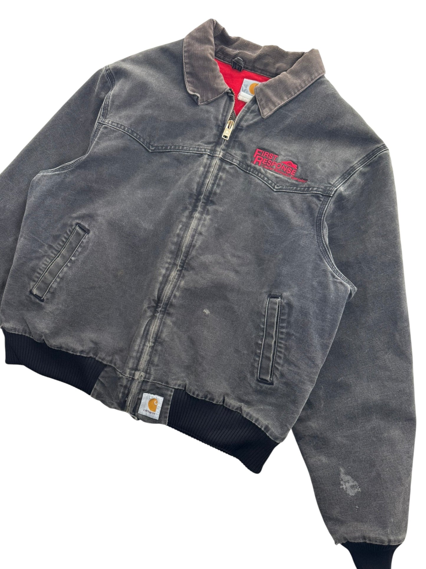 Vintage Carhartt J14 BLK Santa Fe Jacket Ruby Red Quilt Lined Men's Size Large