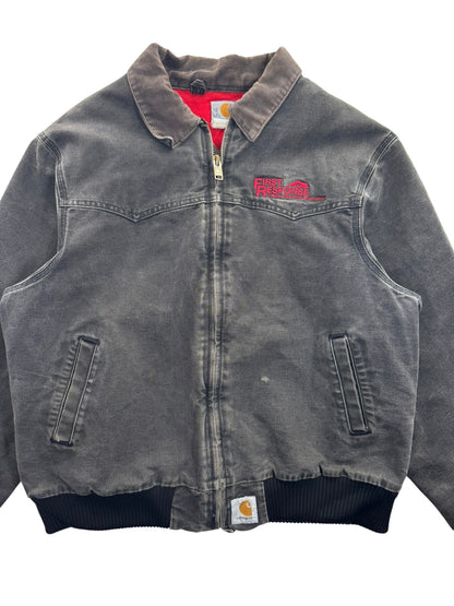 Vintage Carhartt J14 BLK Santa Fe Jacket Ruby Red Quilt Lined Men's Size Large