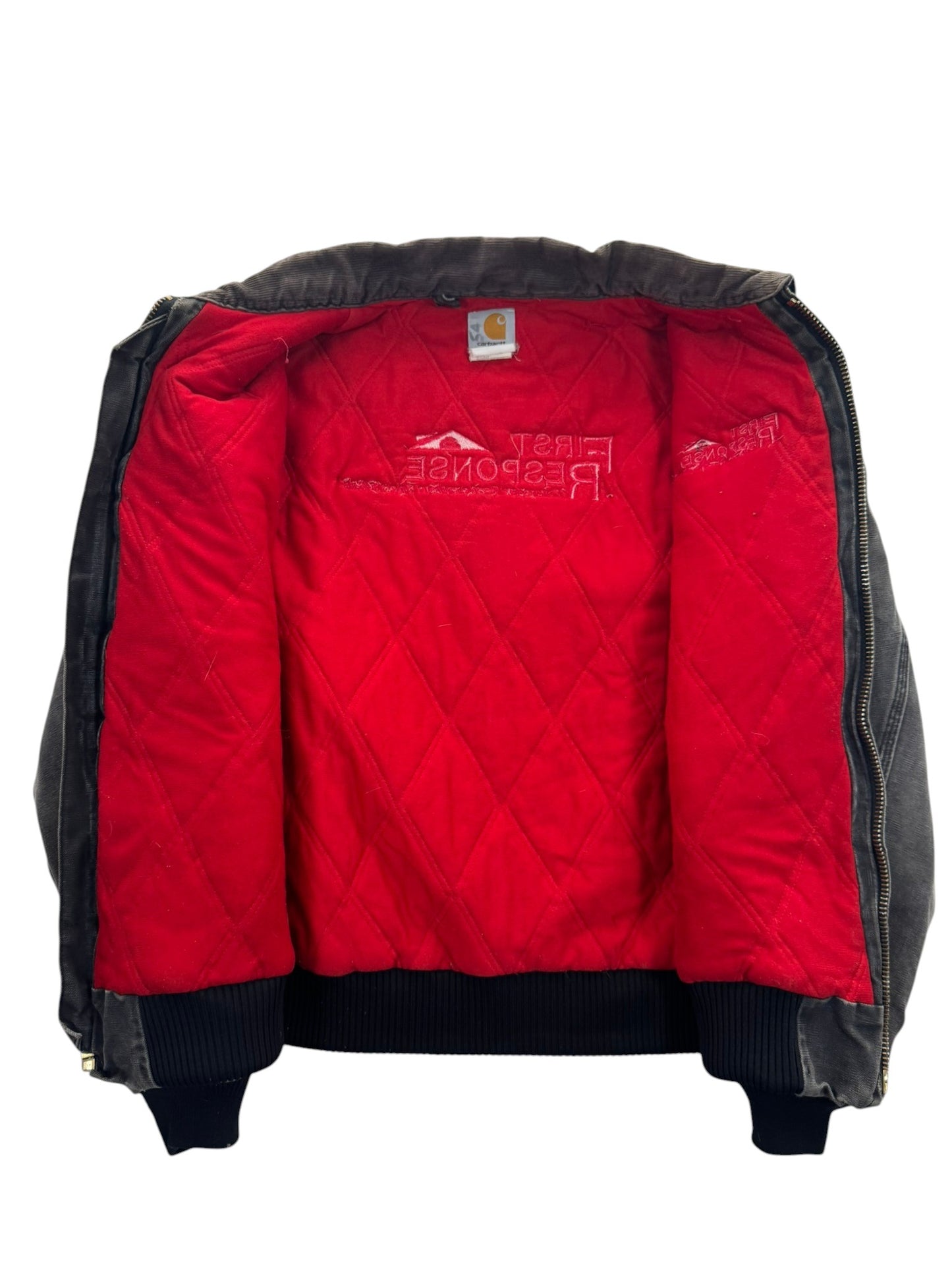 Vintage Carhartt J14 BLK Santa Fe Jacket Ruby Red Quilt Lined Men's Size Large