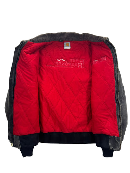 Vintage Carhartt J14 BLK Santa Fe Jacket Ruby Red Quilt Lined Men's Size Large