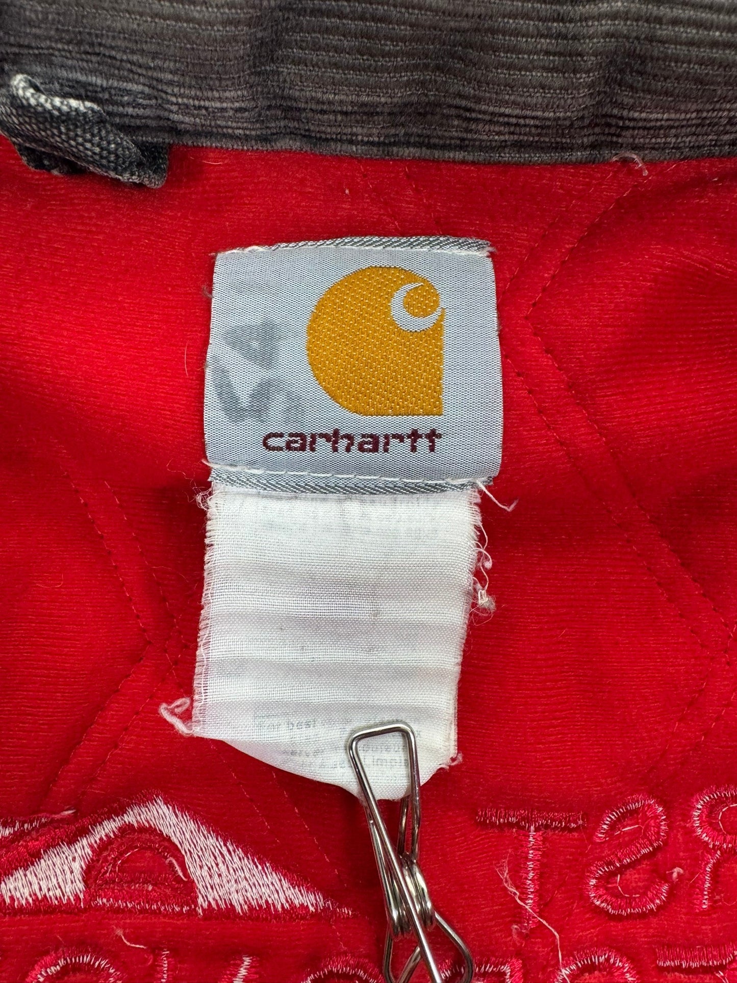 Vintage Carhartt J14 BLK Santa Fe Jacket Ruby Red Quilt Lined Men's Size Large