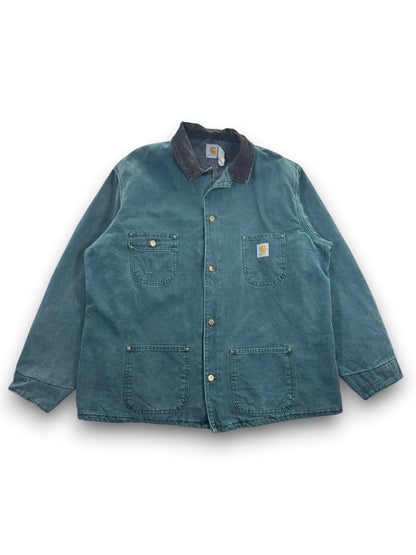 Vintage Carhartt Blanket-Lined Chore Coat Hunter Green CB2043 Mens XL Tall RARE