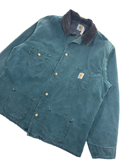 Vintage Carhartt Blanket-Lined Chore Coat Hunter Green CB2043 Mens XL Tall RARE