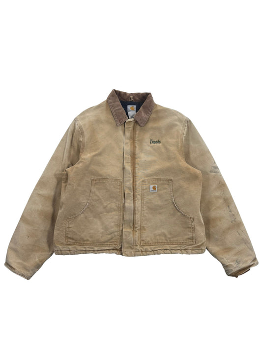 Vintage Carhartt J02 BRN Arctic Detroit Jacket Quilted Distressed Mens 46Tall XL