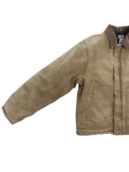 Vintage Carhartt J02 BRN Arctic Detroit Jacket Quilted Distressed Mens 46Tall XL