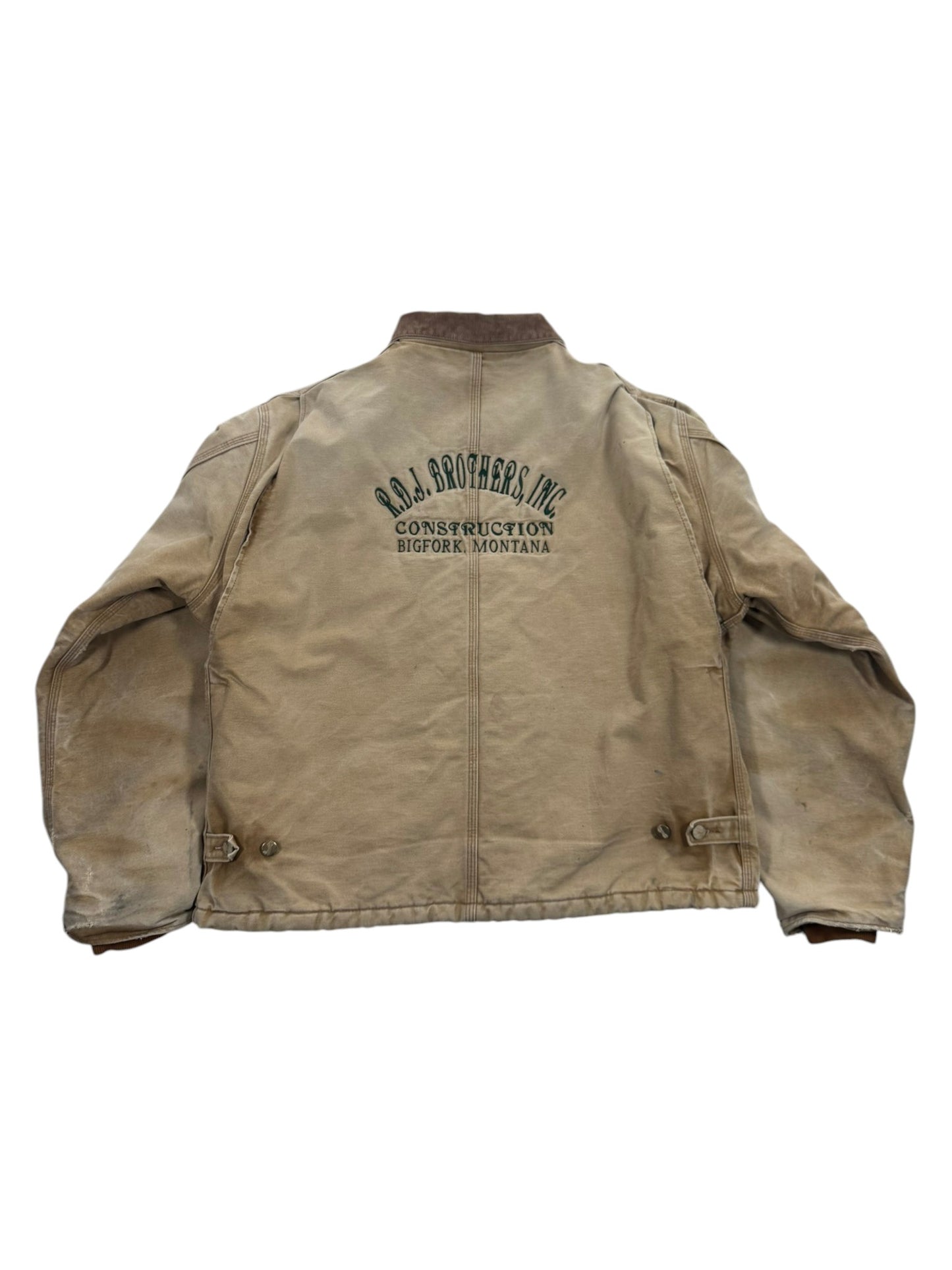 Vintage Carhartt J02 BRN Arctic Detroit Jacket Quilted Distressed Mens 46Tall XL