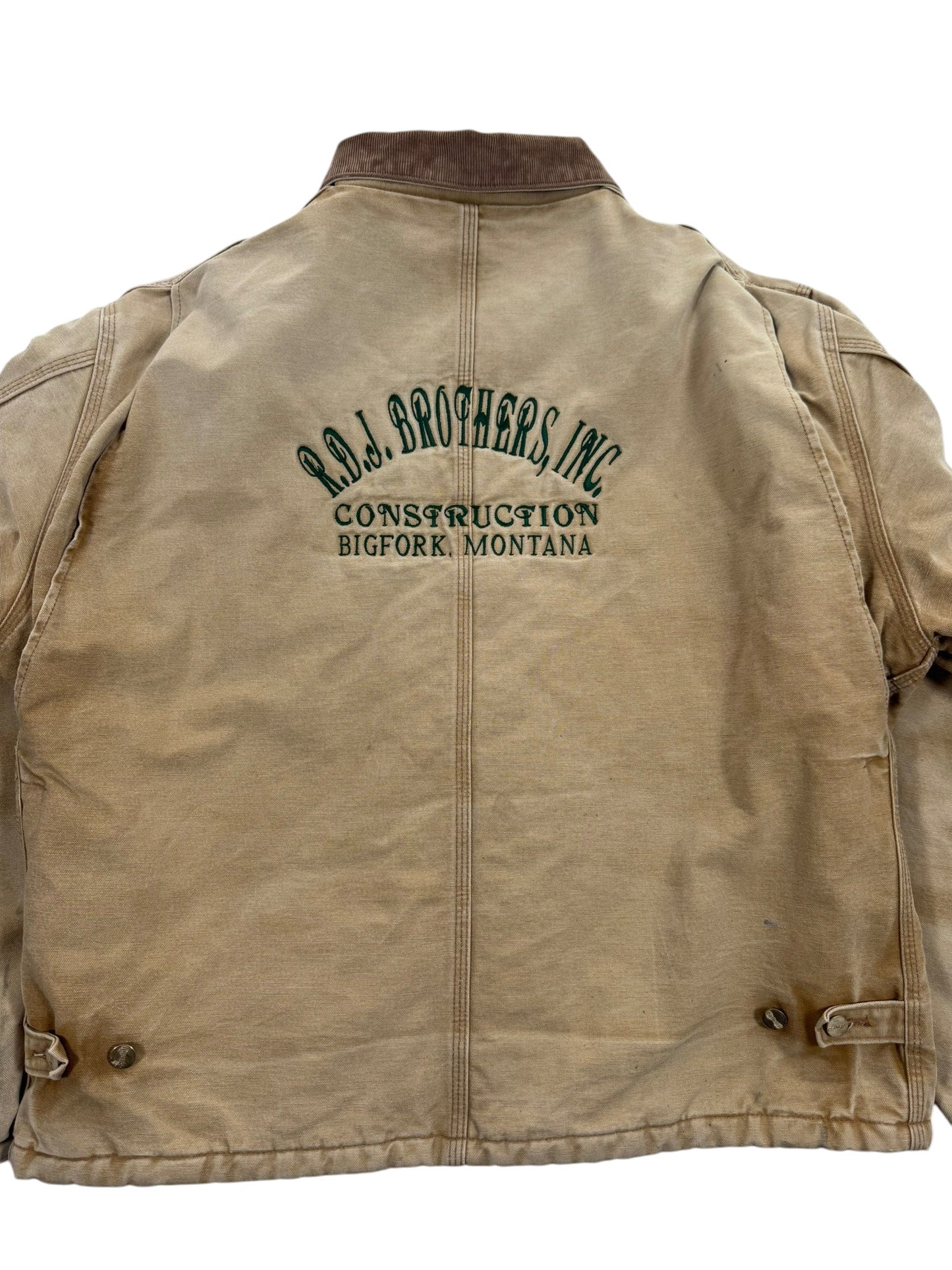 Vintage Carhartt J02 BRN Arctic Detroit Jacket Quilted Distressed Mens 46Tall XL
