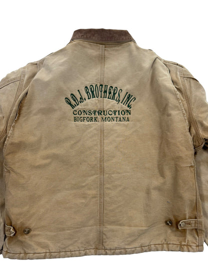 Vintage Carhartt J02 BRN Arctic Detroit Jacket Quilted Distressed Mens 46Tall XL