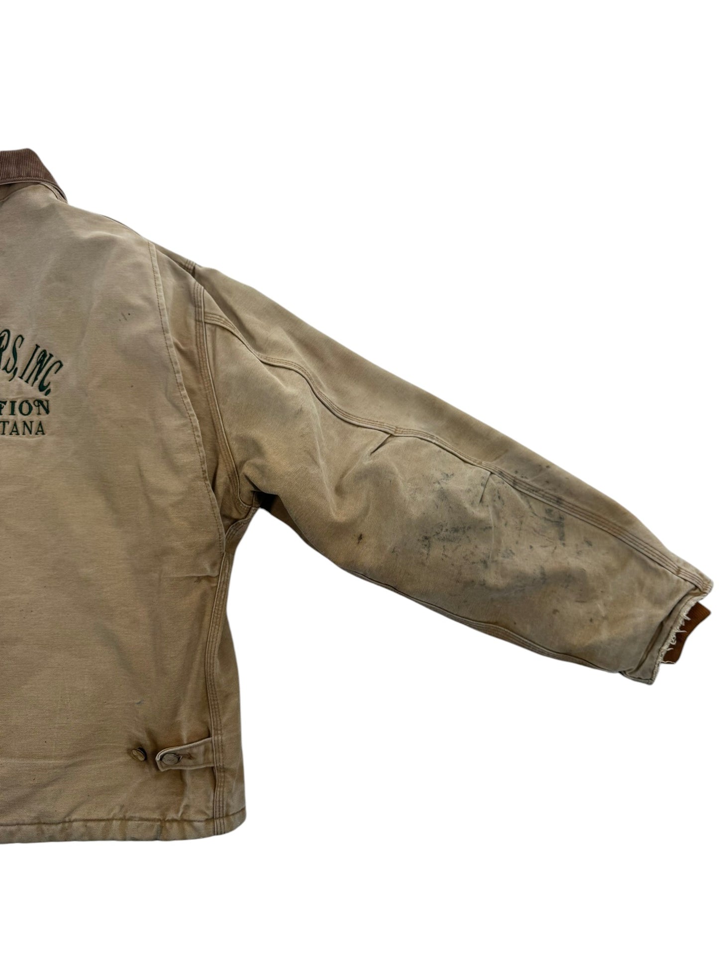 Vintage Carhartt J02 BRN Arctic Detroit Jacket Quilted Distressed Mens 46Tall XL