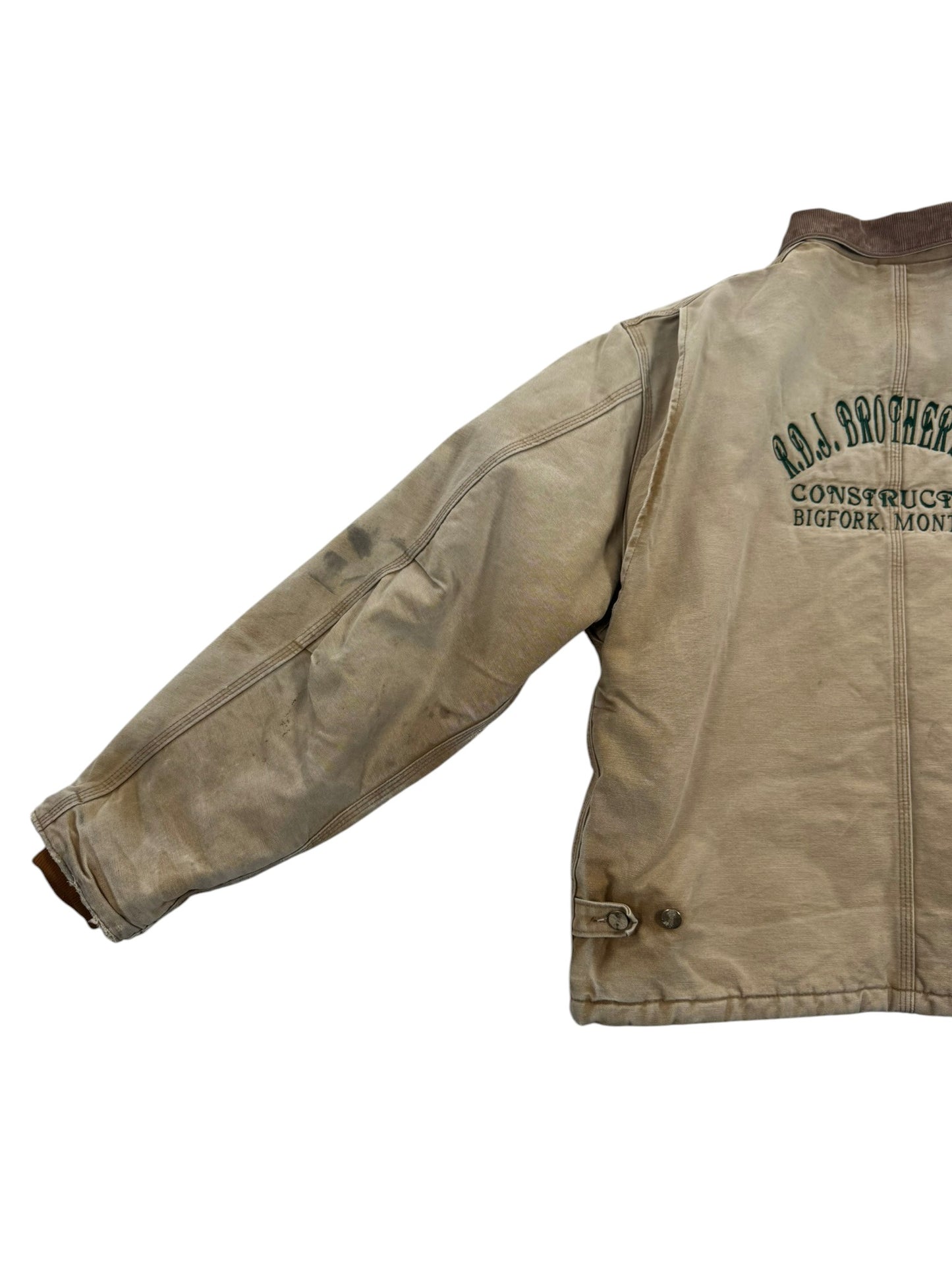 Vintage Carhartt J02 BRN Arctic Detroit Jacket Quilted Distressed Mens 46Tall XL