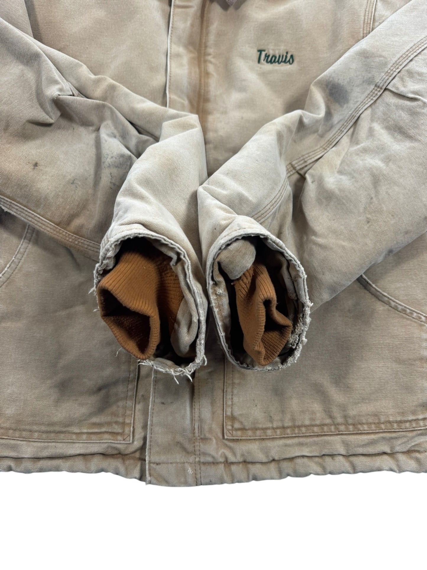 Vintage Carhartt J02 BRN Arctic Detroit Jacket Quilted Distressed Mens 46Tall XL