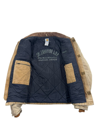 Vintage Carhartt J02 BRN Arctic Detroit Jacket Quilted Distressed Mens 46Tall XL