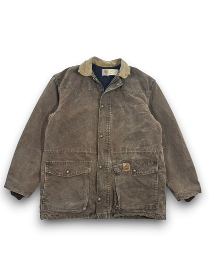 Vintage Carhartt CQ7082 CHT Brown Quilt Lined Collar Chore Coat Men's Medium