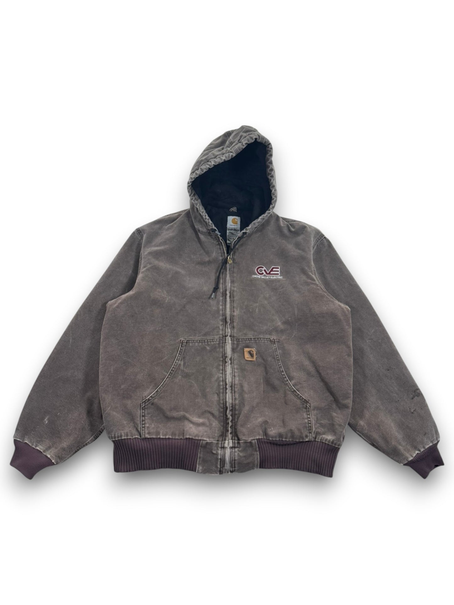 Vintage Carhartt J130 CHT Faded Brown Active Jacket Duck Canvas Quilted Mens L