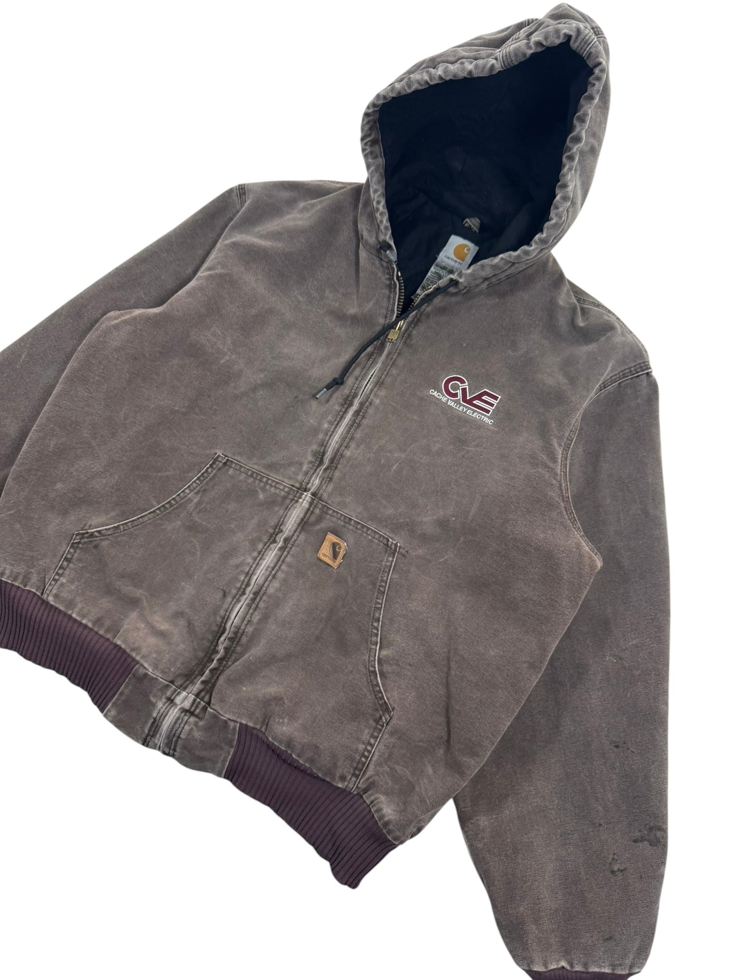 Vintage Carhartt J130 CHT Faded Brown Active Jacket Duck Canvas Quilted Mens L