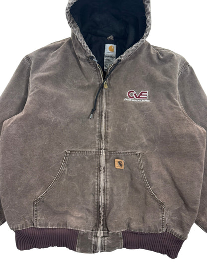 Vintage Carhartt J130 CHT Faded Brown Active Jacket Duck Canvas Quilted Mens L