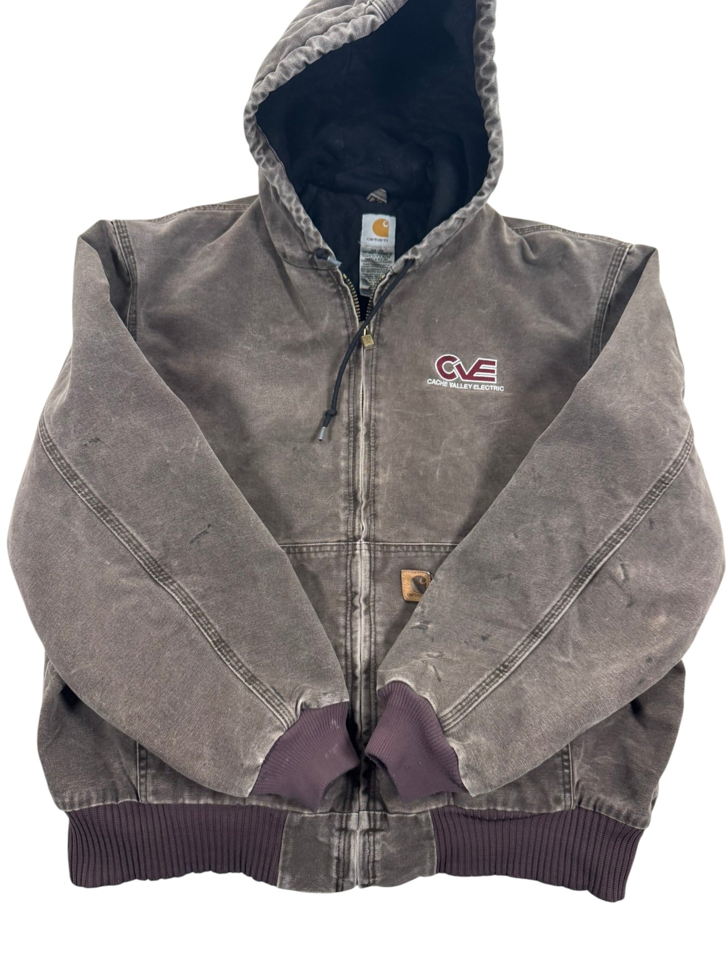 Vintage Carhartt J130 CHT Faded Brown Active Jacket Duck Canvas Quilted Mens L