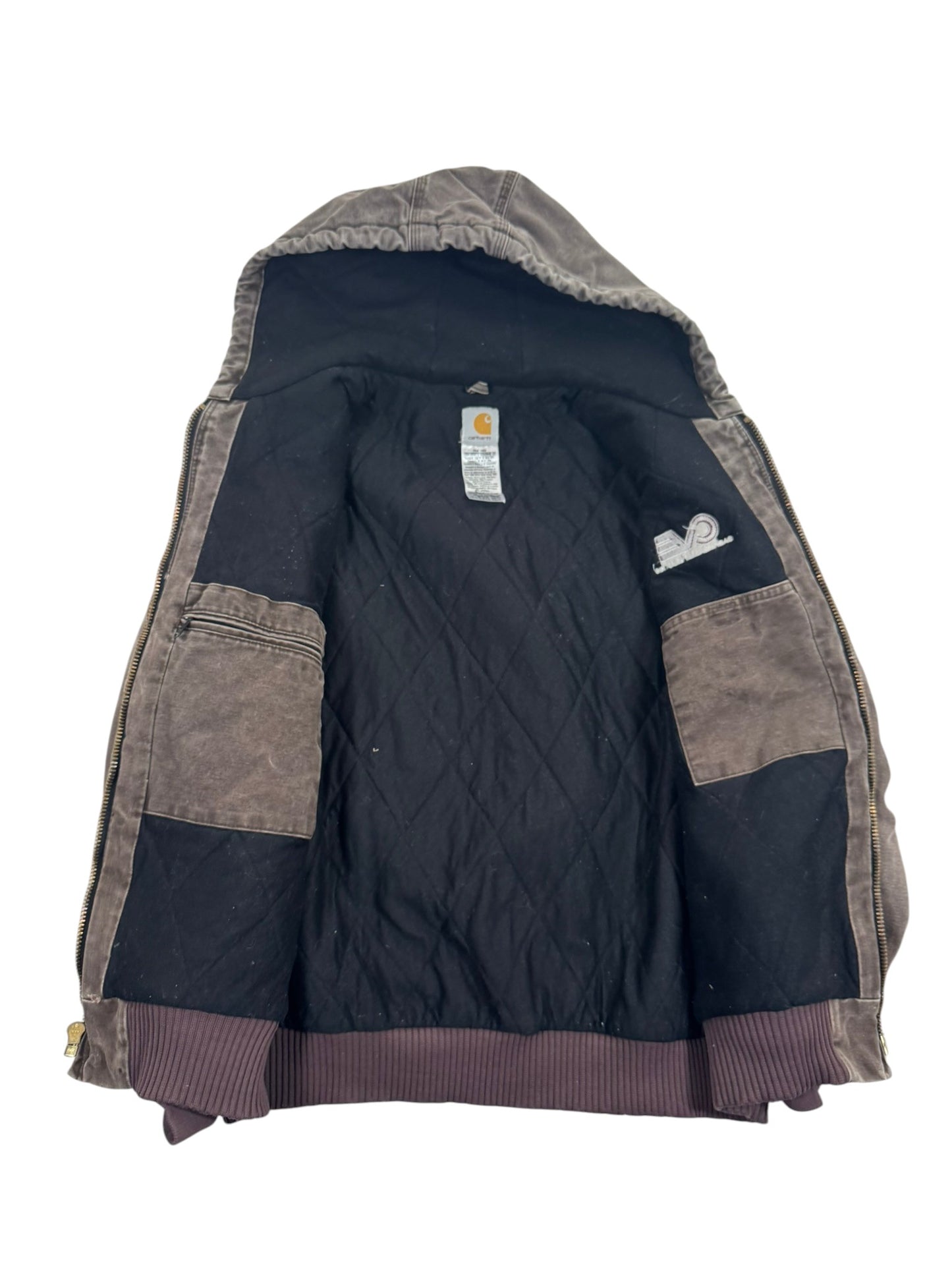 Vintage Carhartt J130 CHT Faded Brown Active Jacket Duck Canvas Quilted Mens L