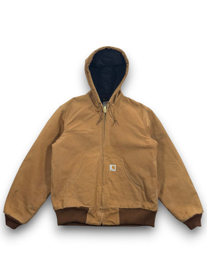 Carhartt J140 BRN Hooded Active Jacket Brown Quilted Linning Men's Size Small