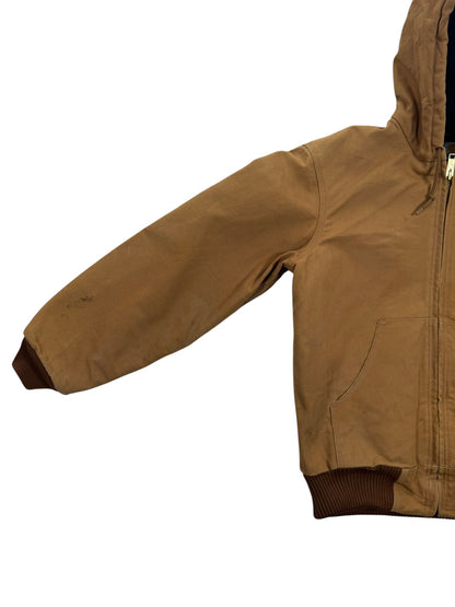 Carhartt J140 BRN Hooded Active Jacket Brown Quilted Linning Men's Size Small