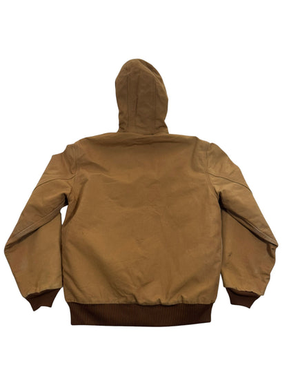 Carhartt J140 BRN Hooded Active Jacket Brown Quilted Linning Men's Size Small