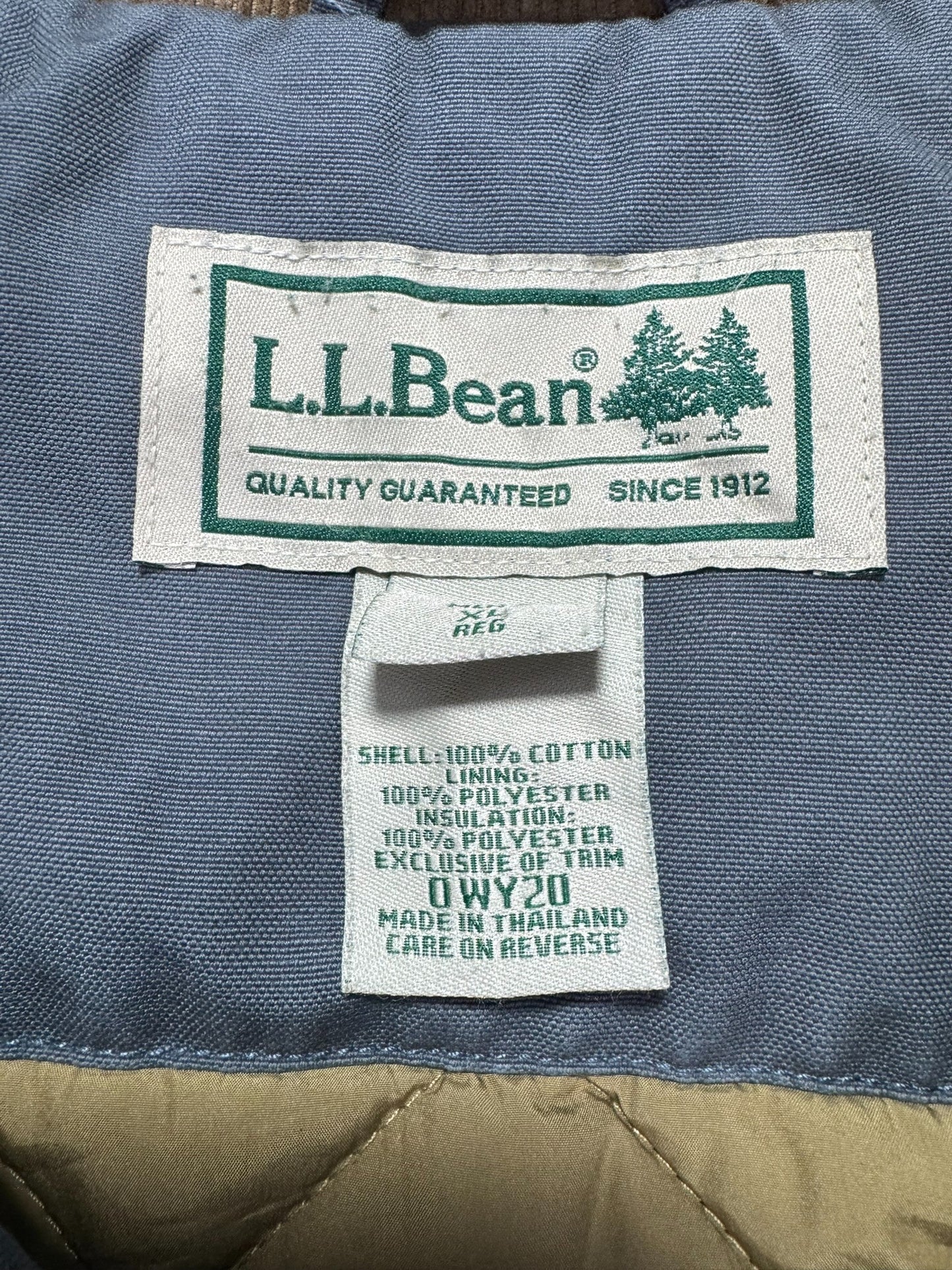 L.L. Bean Mens Barn Chore Jacket 0 WY20 Field Coat Thinsulate Quilted Lining Sz XL
