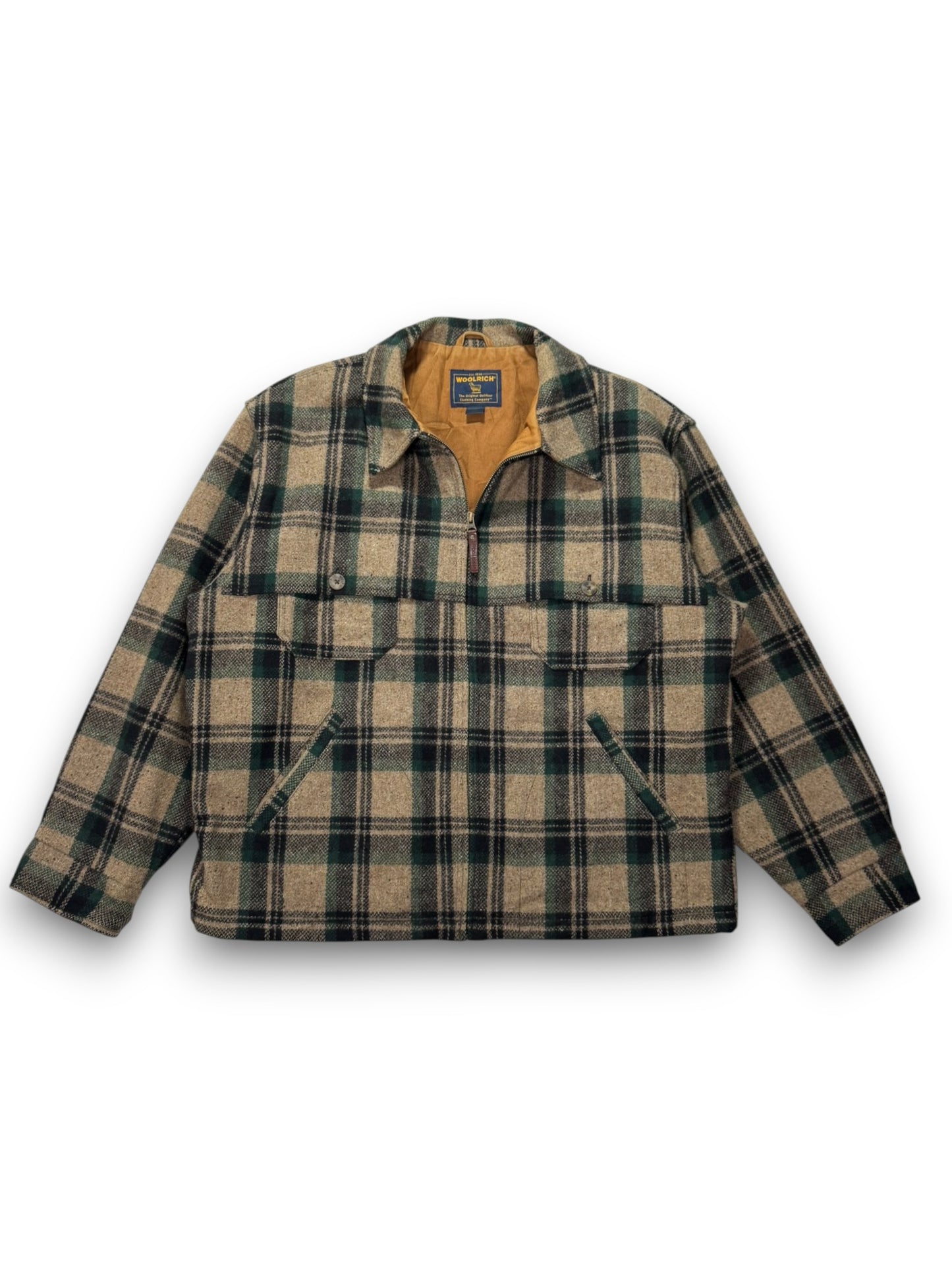 Vintage Woolrich Mackinaw Wool Plaid Cruiser Jacket Cape Coat - Men's XL