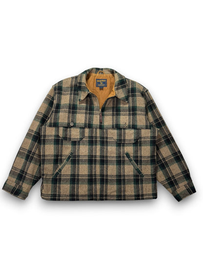 Vintage Woolrich Mackinaw Wool Plaid Cruiser Jacket Cape Coat - Men's XL
