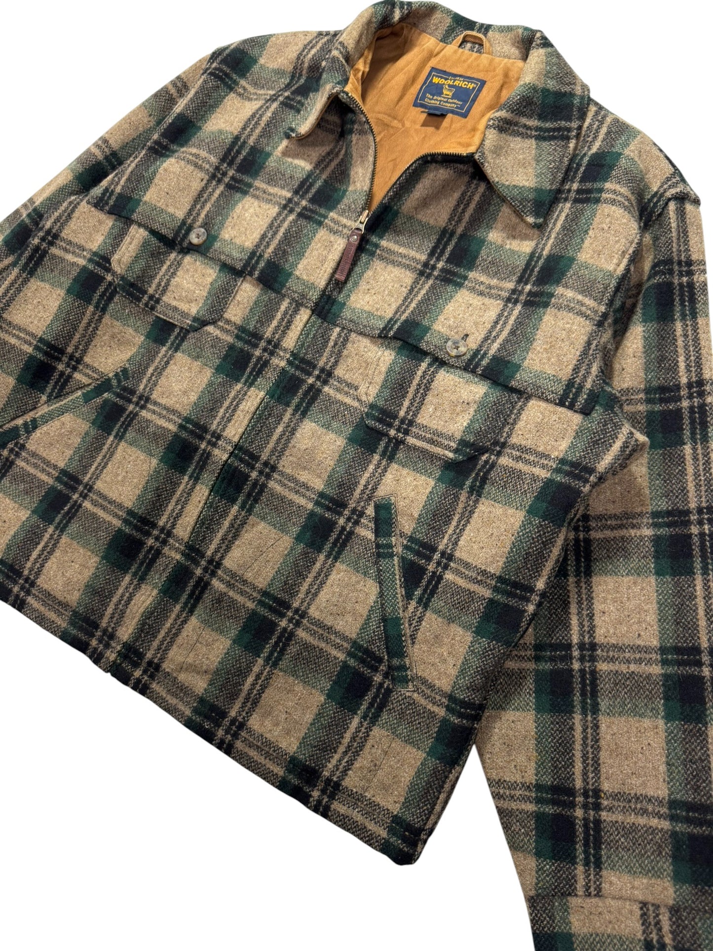 Vintage Woolrich Mackinaw Wool Plaid Cruiser Jacket Cape Coat - Men's XL