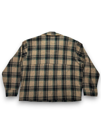 Vintage Woolrich Mackinaw Wool Plaid Cruiser Jacket Cape Coat - Men's XL