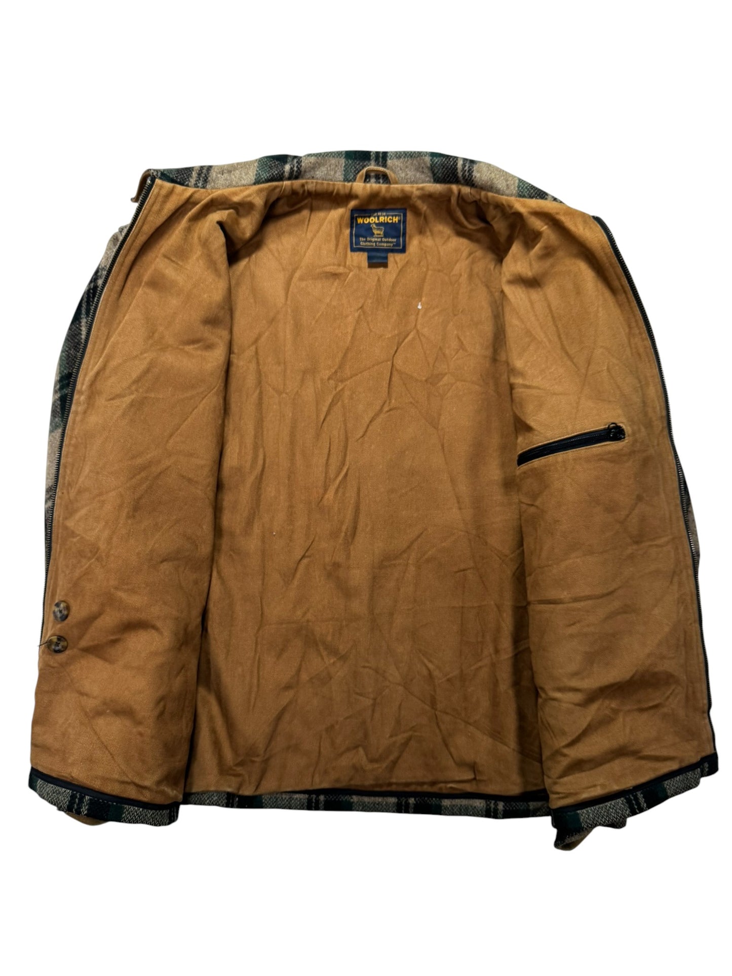 Vintage Woolrich Mackinaw Wool Plaid Cruiser Jacket Cape Coat - Men's XL