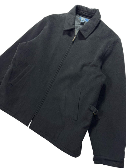 Vintage Polo Ralph Lauren Coat Mens Size XL Black Wool Blend Heavy Full Zip