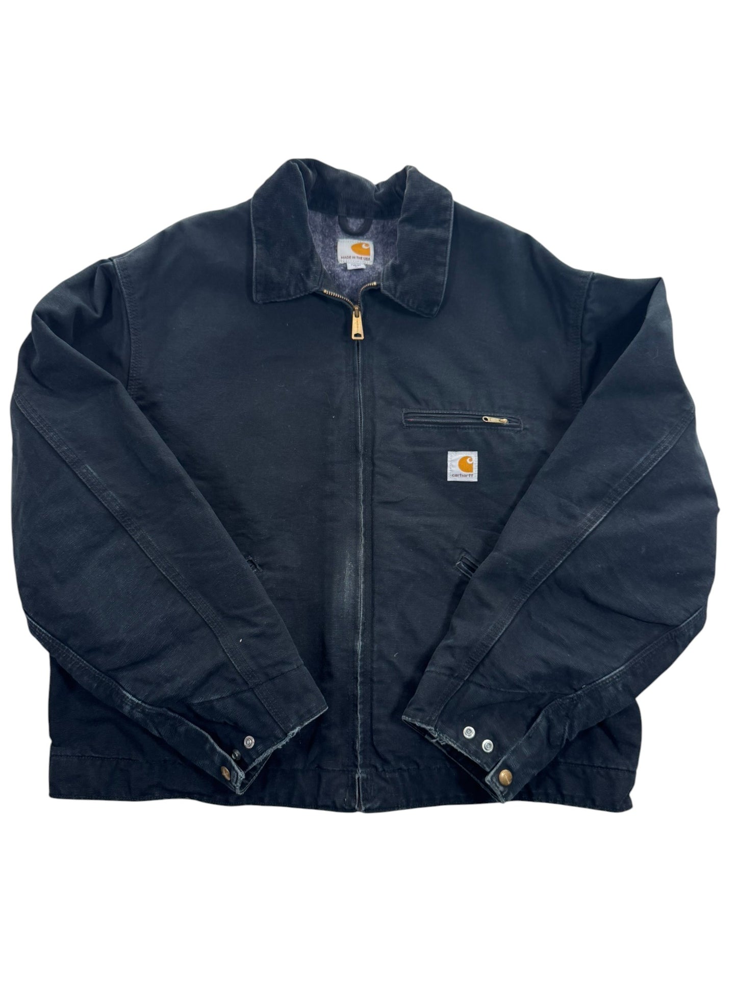 Carhartt J01 BLK Detroit Jacket Duck Canvas Made In USA 2016 Blanket Lined XL