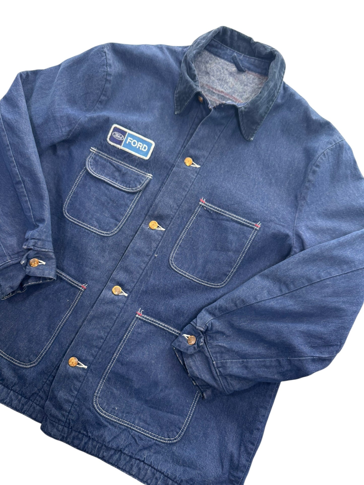 Vintage 60s Wrangler Blue Bell Denim Chore Jacket Blanket Lined Workwear Size 48 (XL)