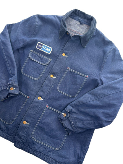 Vintage 60s Wrangler Blue Bell Denim Chore Jacket Blanket Lined Workwear Size 48 (XL)