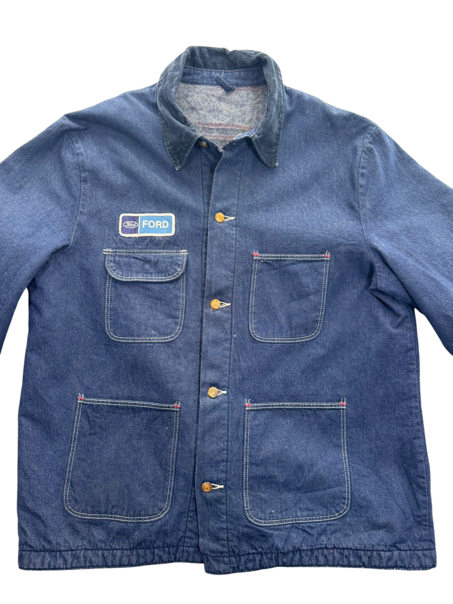 Vintage 60s Wrangler Blue Bell Denim Chore Jacket Blanket Lined Workwear Size 48 (XL)