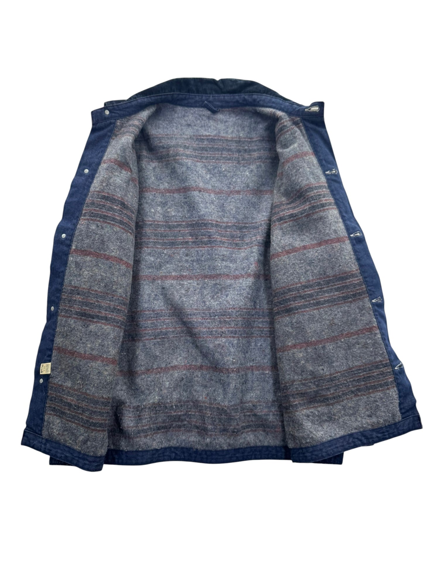 Vintage 60s Wrangler Blue Bell Denim Chore Jacket Blanket Lined Workwear Size 48 (XL)