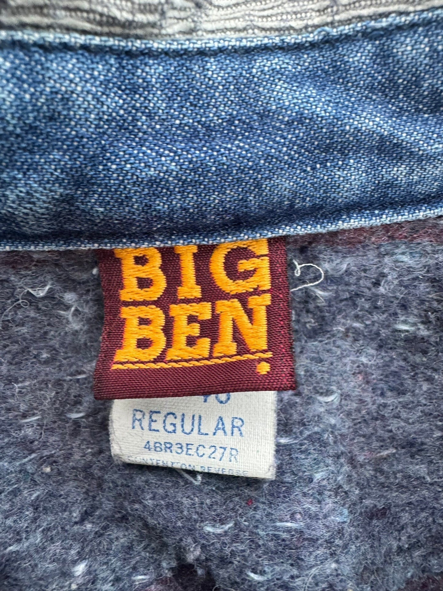 Vintage Wrangler Big Ben Denim Chore Jacket Blanket Lined USA Made Mens Sz 46 XL