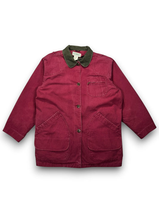 Vintage LL Bean Canvas Chore Barn Field Coat Corduroy Collar Fleece Liner Made in USA - XL