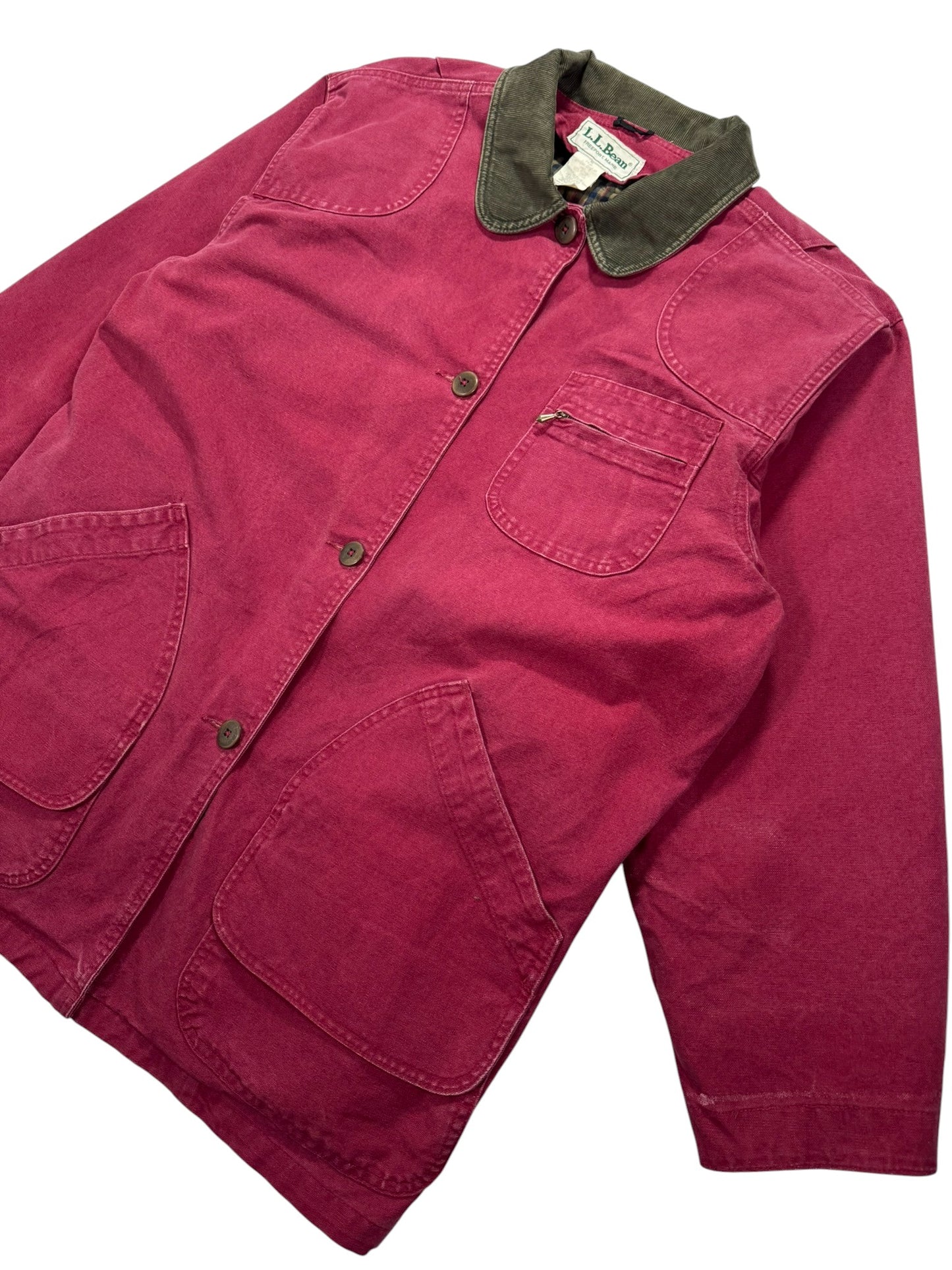 Vintage LL Bean Canvas Chore Barn Field Coat Corduroy Collar Fleece Liner Made in USA - XL