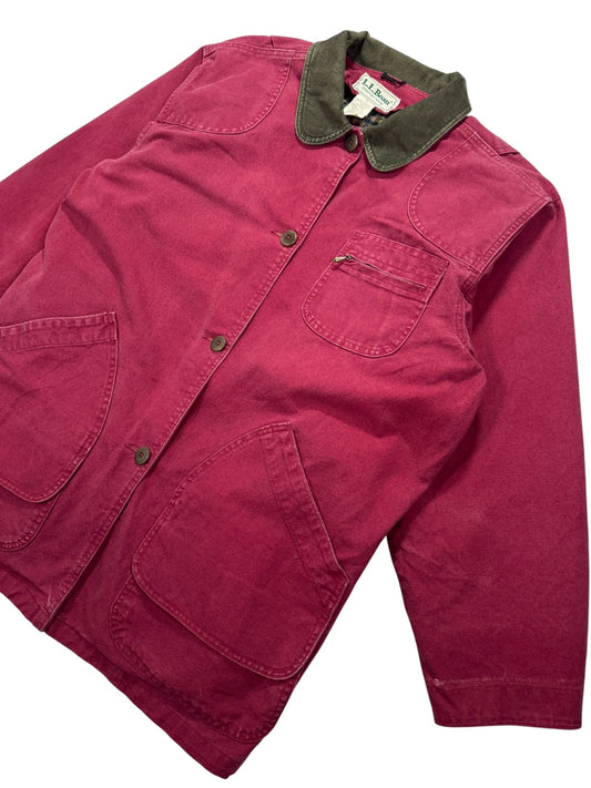 Vintage LL Bean Canvas Chore Barn Field Coat Corduroy Collar Fleece Liner Made in USA - XL