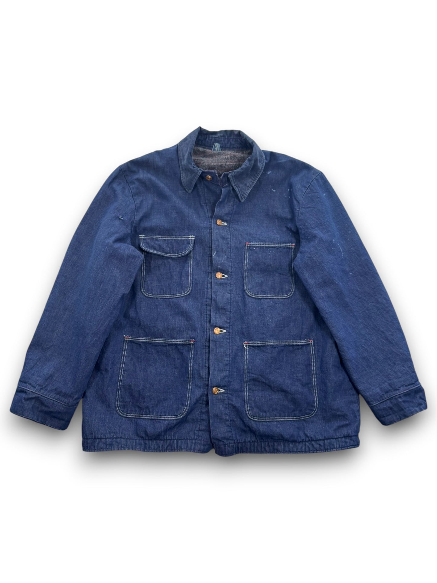 Vintage 60s Wrangler Blue Bell Denim Chore Jacket Blanket Lined Workwear Size 46 (XL)