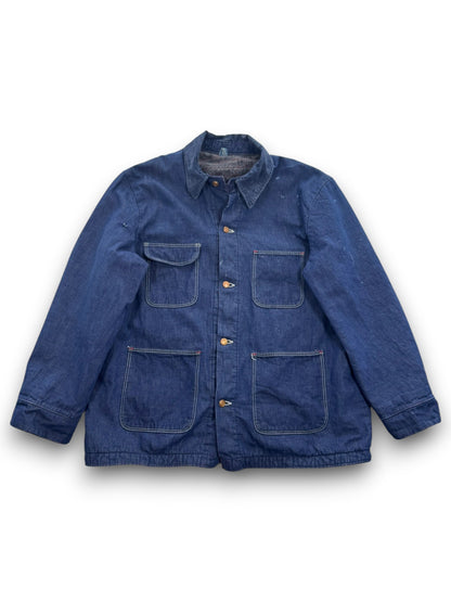 Vintage 60s Wrangler Blue Bell Denim Chore Jacket Blanket Lined Workwear Size 46 (XL)