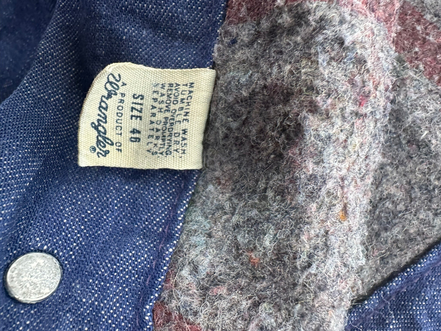 Vintage 60s Wrangler Blue Bell Denim Chore Jacket Blanket Lined Workwear Size 46 (XL)