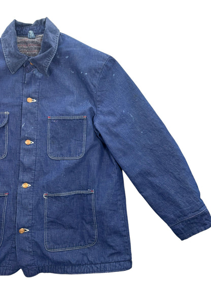 Vintage 60s Wrangler Blue Bell Denim Chore Jacket Blanket Lined Workwear Size 46 (XL)