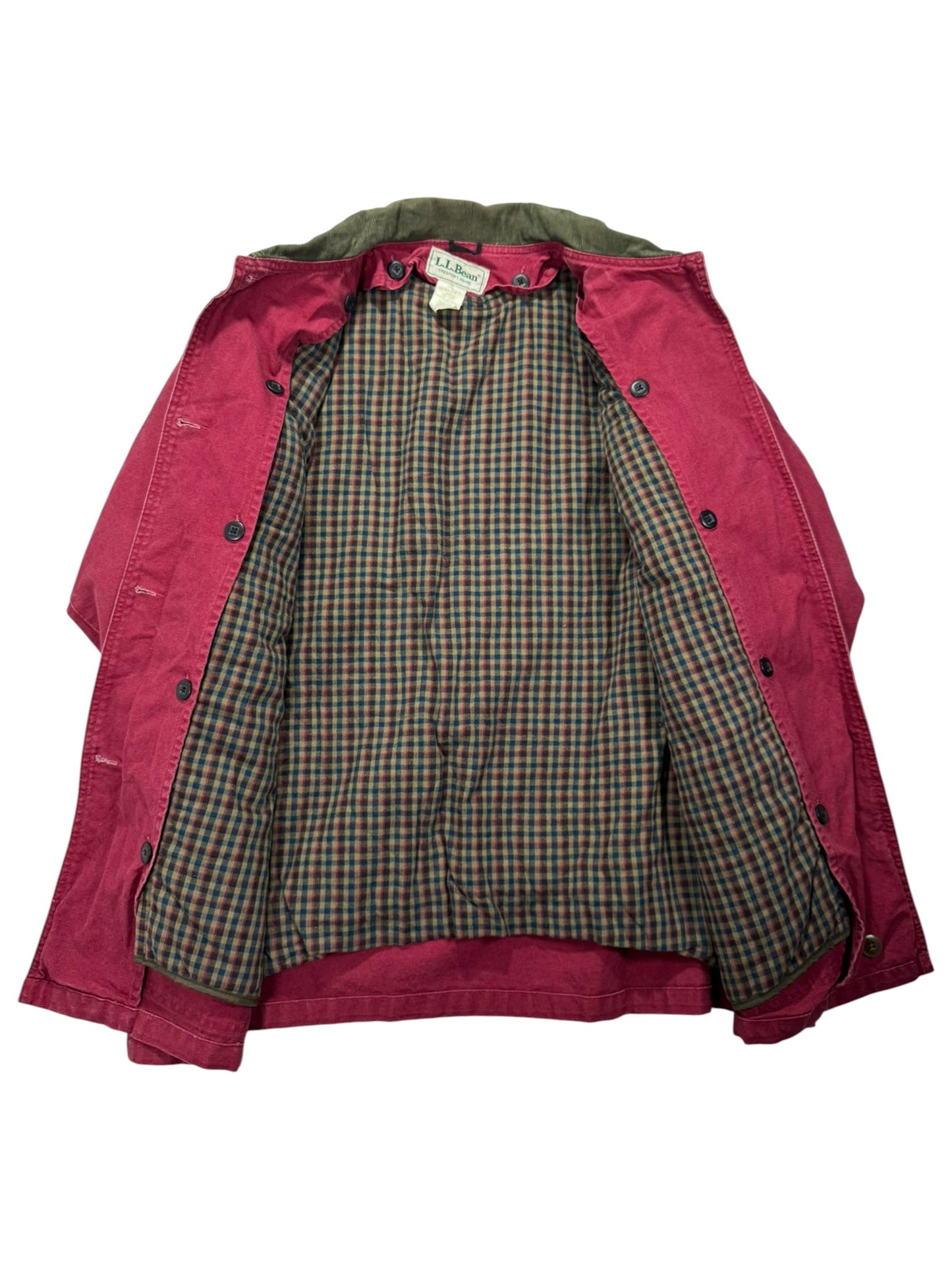 Vintage LL Bean Canvas Chore Barn Field Coat Corduroy Collar Fleece Liner Made in USA - XL