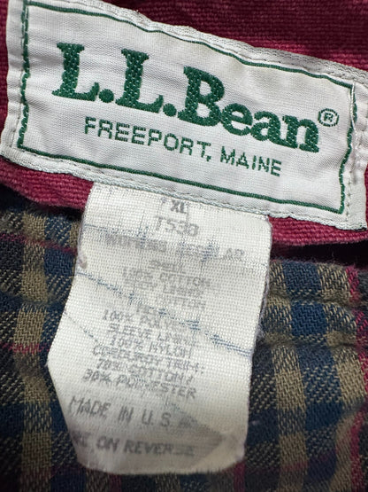 Vintage LL Bean Canvas Chore Barn Field Coat Corduroy Collar Fleece Liner Made in USA - XL