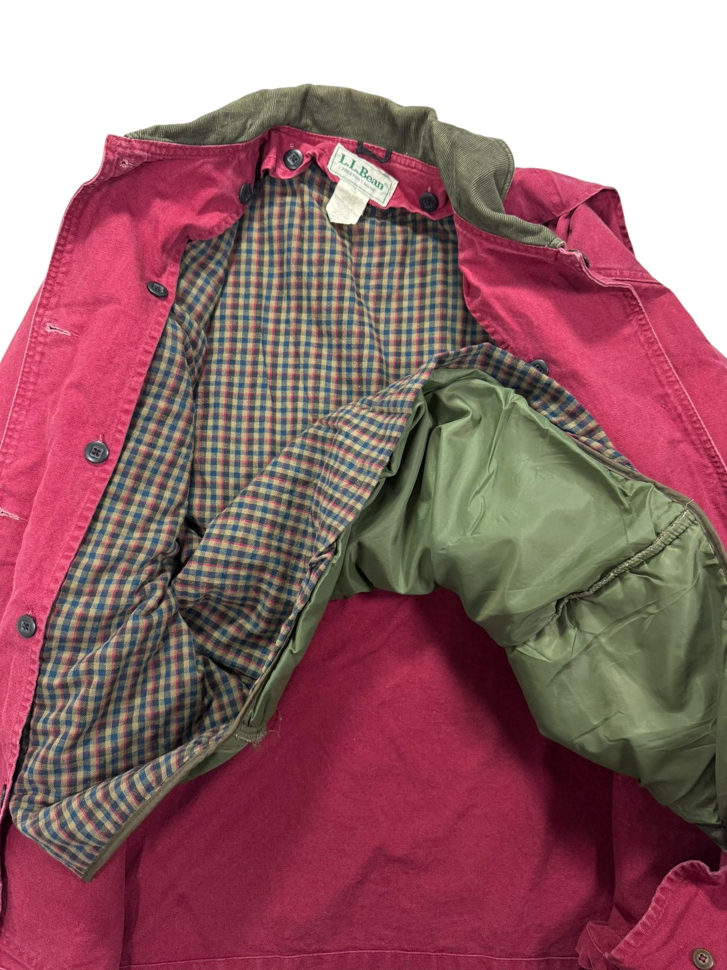 Vintage LL Bean Canvas Chore Barn Field Coat Corduroy Collar Fleece Liner Made in USA - XL